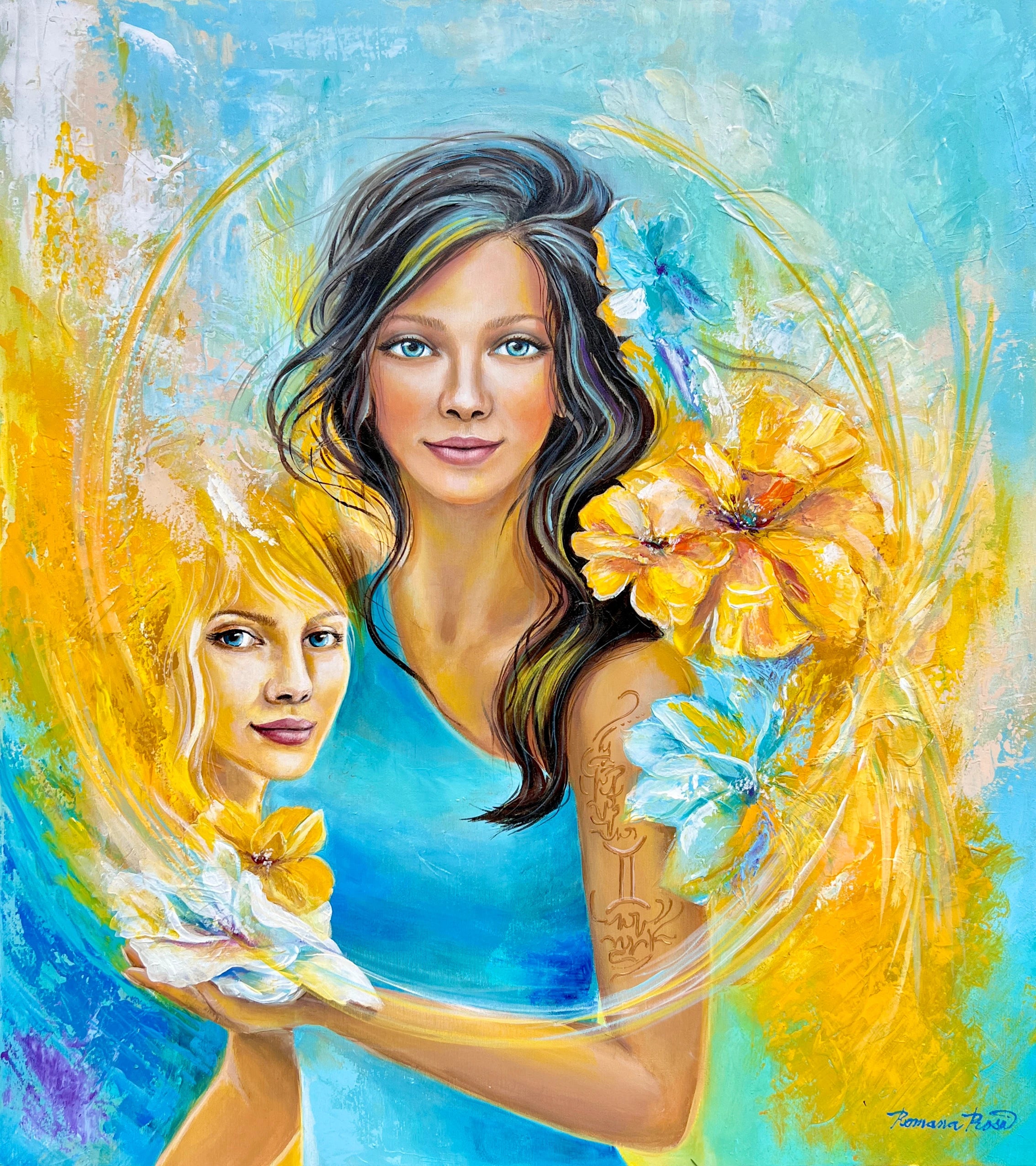 Reprodukce originálního obrazu ''Žena ve znamení Blíženci'' 50x60cm