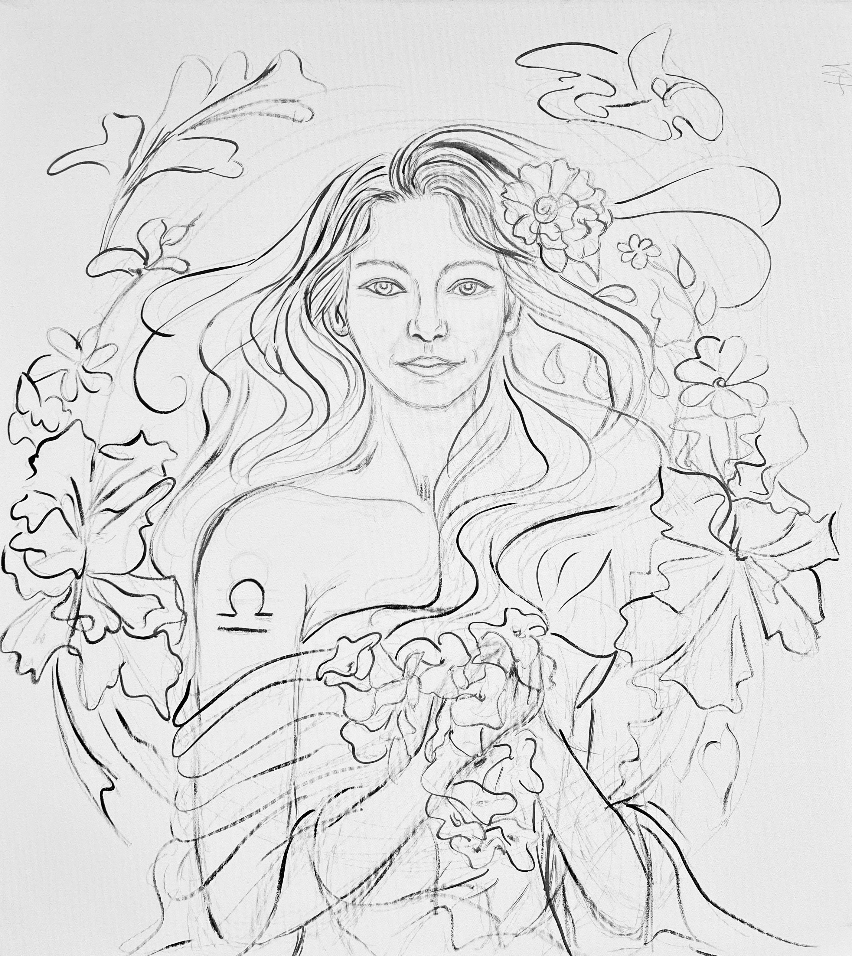 Reprodukce originálního obrazu ''Žena ve znamení Váhy'' 50x60cm