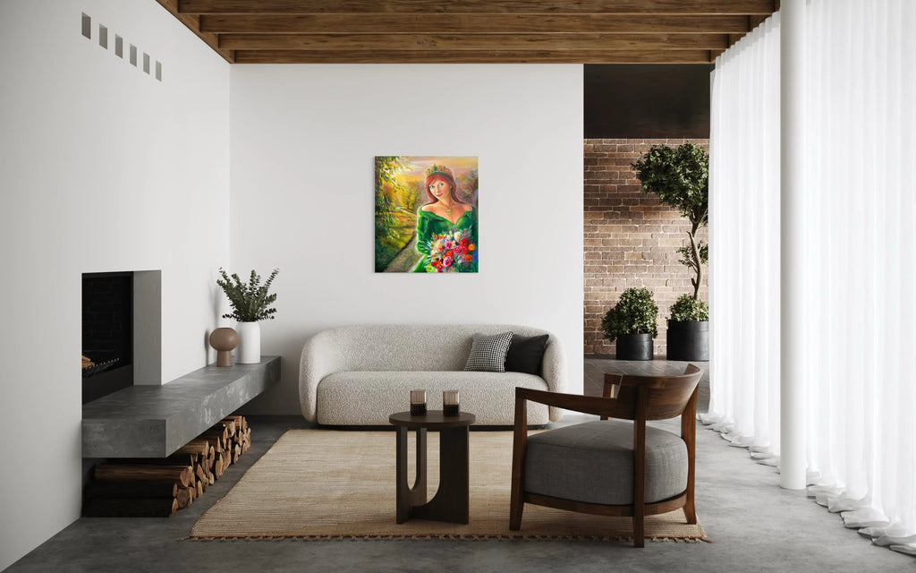 Ručně malovaný originální obraz Lesní Královna 80x90 cm