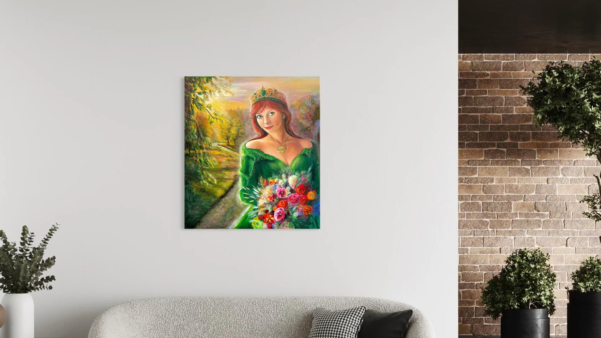 Ručně malovaný originální obraz Lesní Královna 80x90 cm