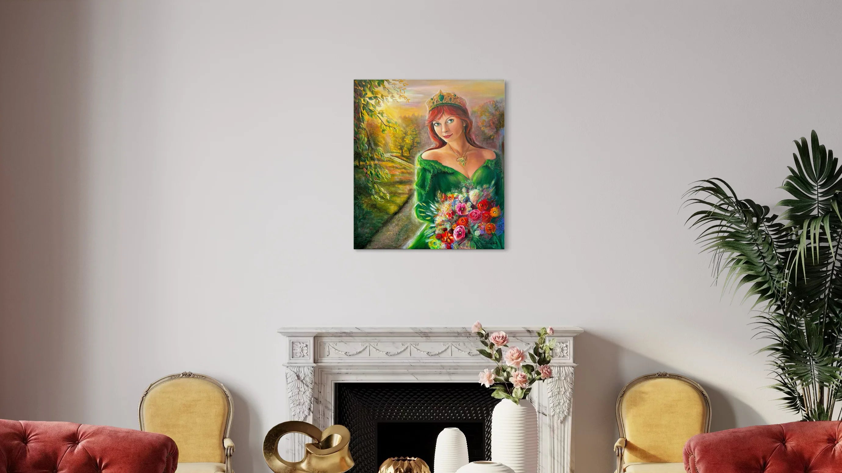Ručně malovaný originální obraz Lesní Královna 80x90 cm