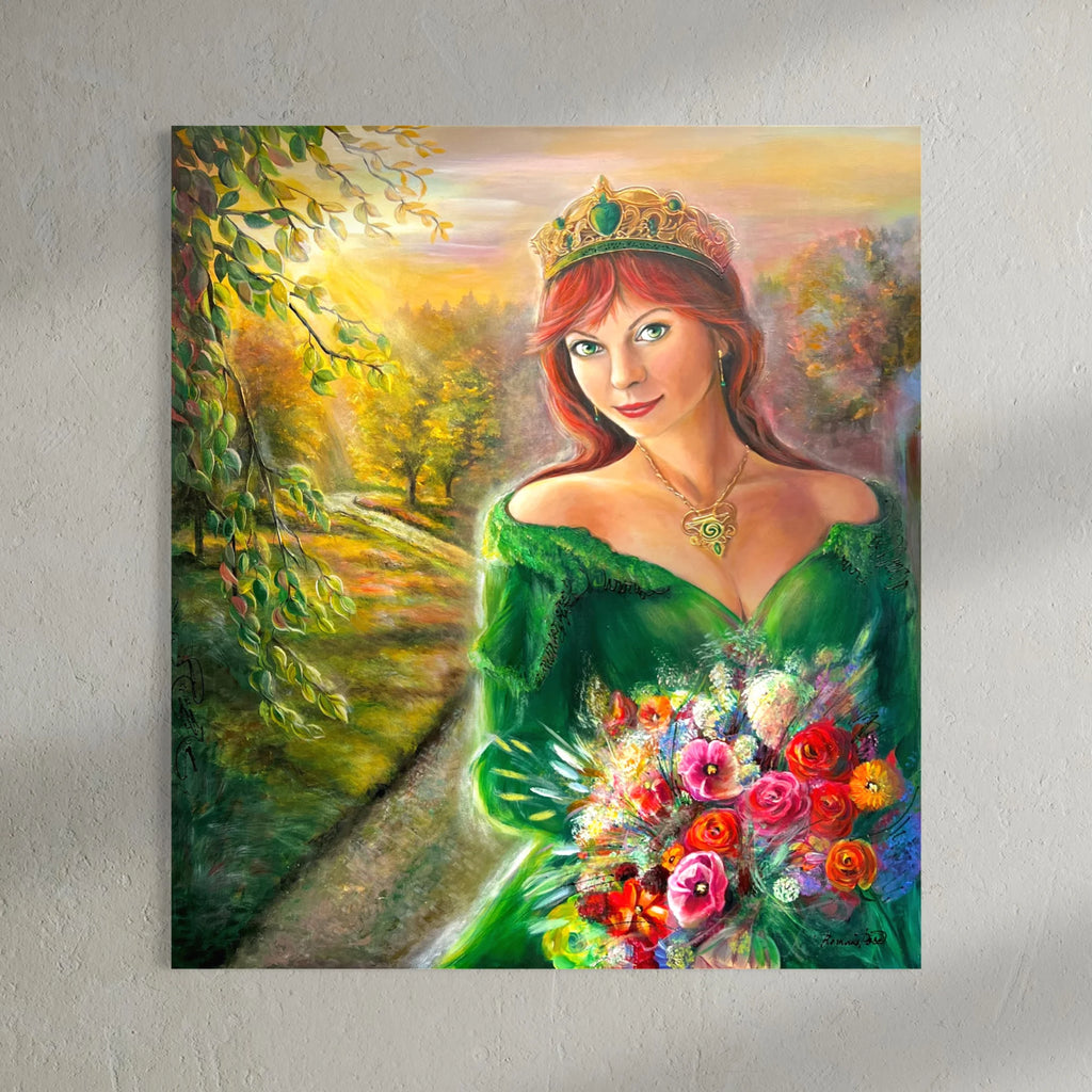 Ručně malovaný originální obraz Lesní Královna 80x90 cm