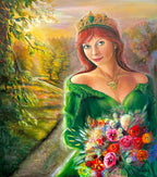 Ručně malovaný originální obraz Lesní Královna 80x90 cm