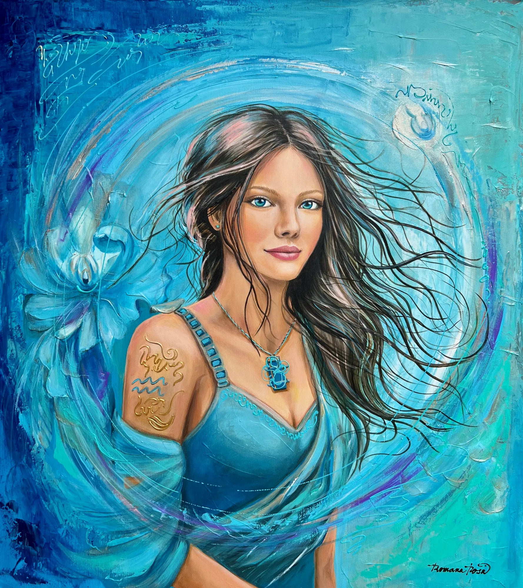 Reprodukce originálního obrazu - Žena ve znamení Vodnáře - 50x60cm